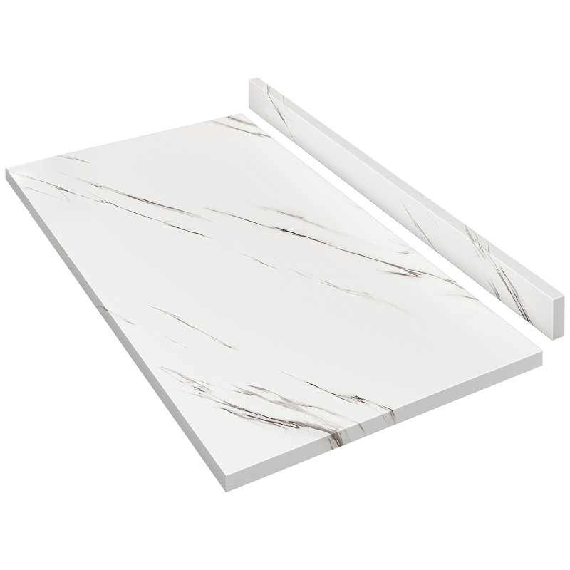 Plateau de table rectangulaire en stratifié 25,6 po, H 3,15 po x L 48 po x l 25,6 po, Texture de marbre