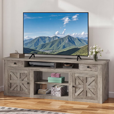 70"W Farmhouse TV Stand for TVs up to 80" with Power Outlet