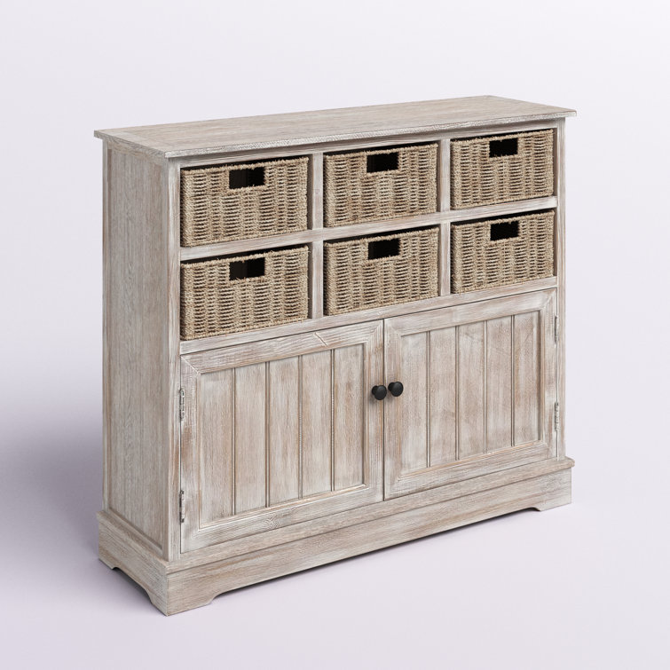 Storage Cabinet with 3 Drawers and 5 Caster Wheels, LERFAN Wood Rectangular  Accent Cabinet, 16 L x 19 W x 22 H