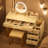 Grosmark Makeup Vanity Desk with Stool and LED Mirror-1374454032