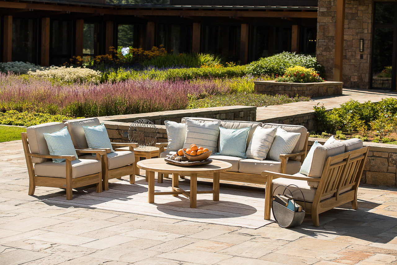 Rosecliff Heights Dover Teak Wicker Patio Conversation Set - Thumbnail 2