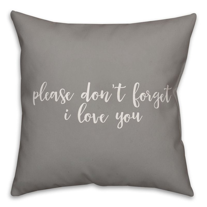  Coussin décoratif "Veuillez ne pas oublier" I Love You, Gris, Housse de coussin