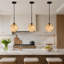 Luminaire suspendu géométrique en verre torsadé à 1 lumière Emiliani pour îlot de cuisine, ambre-673216865