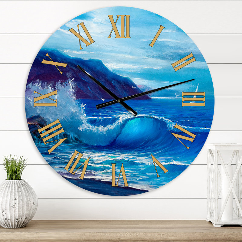 Horloge murale de bord de mer reflétant le soleil à travers Braoug Waves XV, Petit