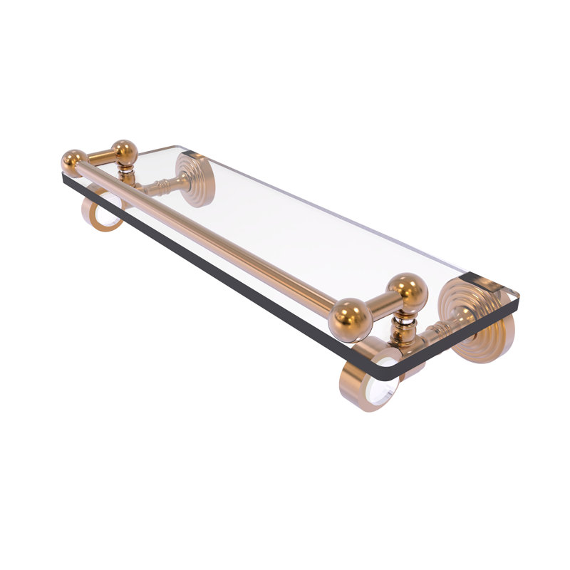 Jarrell Glass Bracket Shelf with Towel Bar, Brushed Bronze, 3.5" H x 16" W x 5.5" D