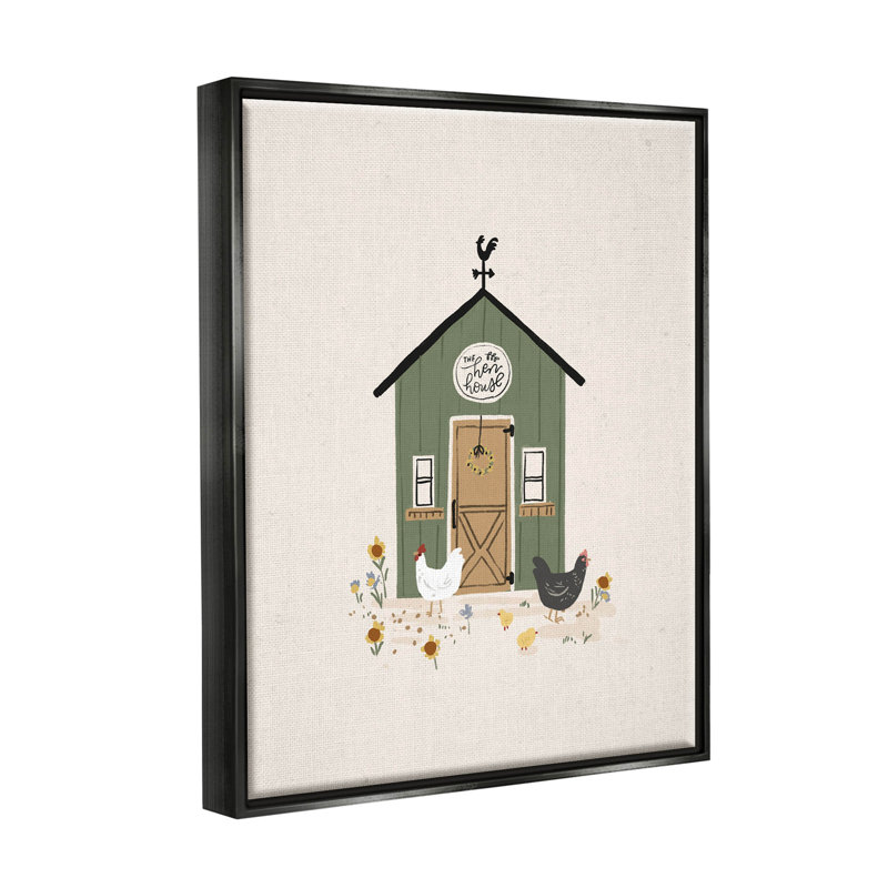 «Green Hen House Chicken Farm», art mural sur toile flottante par Loni Harris, H 21 po x l 17 po x P 1,7 po