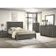 Grand lit à motif géométrique au fini rustique gris avec motif pour chambre à coucher, cadre de style contemporain-129632305