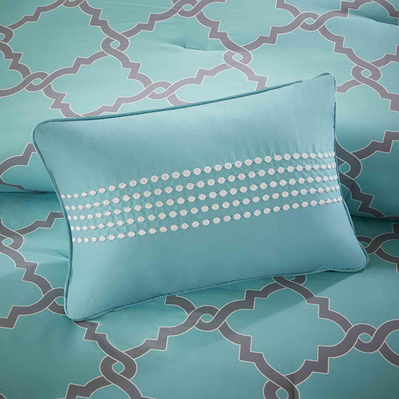 Ensemble d'édredon réversible en microfibre 8 pièces, Grand édredon et 8 pièces supplémentaires, Aqua / gris