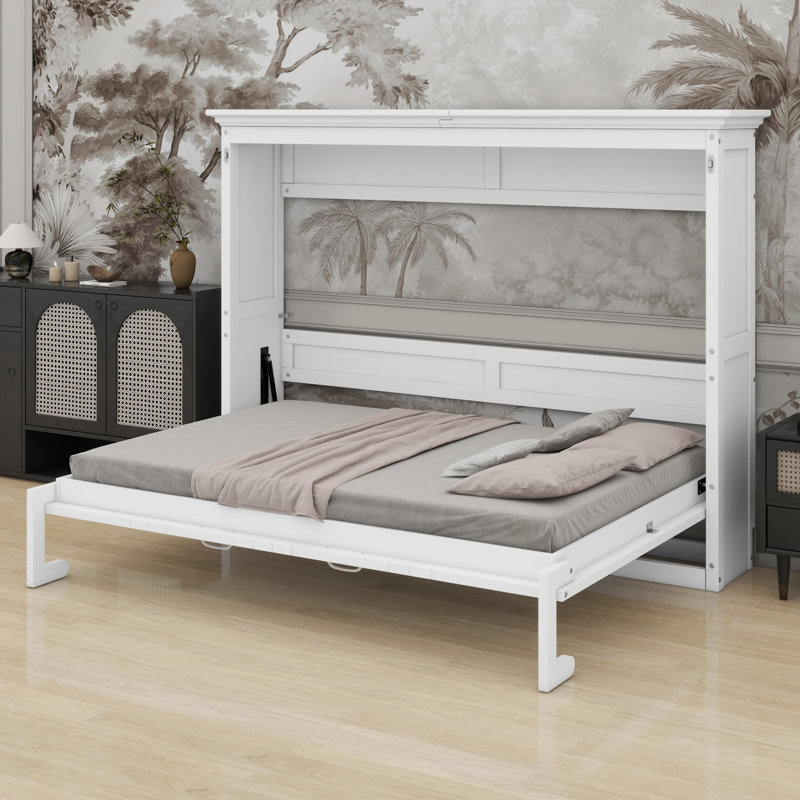 Lit escamotable pliable dans une armoire, Blanc