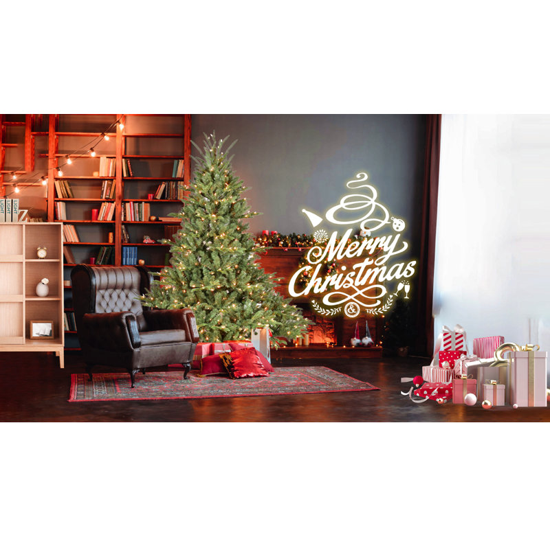 Arbre de Noël pleine forme avec lumières UL - branches mixtes Pe / Pvc, base large pour espaces spacieux, structure à charnières, support en métal stable