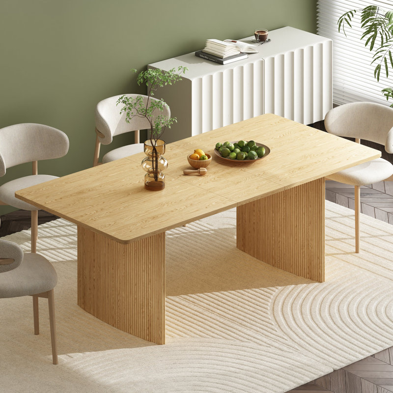 Masyn 71-86"Extendable Rectangular Dining Table Solid Wood, Natural