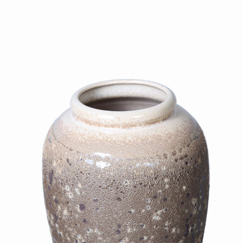 Vase de table en céramique Audhouillard, H 12 po x l 6,5 po x P 6,5 po, Sable gris