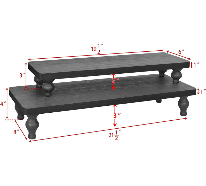 Black Wooden Desktop Display Risers Set