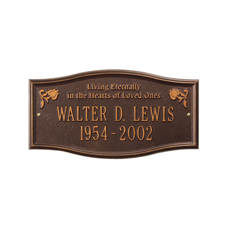 Alexandria 'Living Eternally' Memorial Plaque, Yes, Bronze/Gold