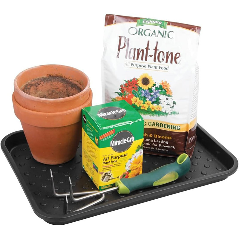 Under Sink Mat Tray For Cabinets, Entryways, Kitchen, Bathroom, Office, Or Dorm, Black (Set Of 2)
