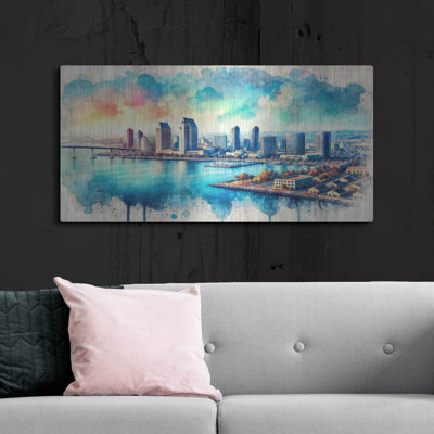 Latitude Run® 'San Diego Watercolor' by Rey Klimt Metal Wall Art
