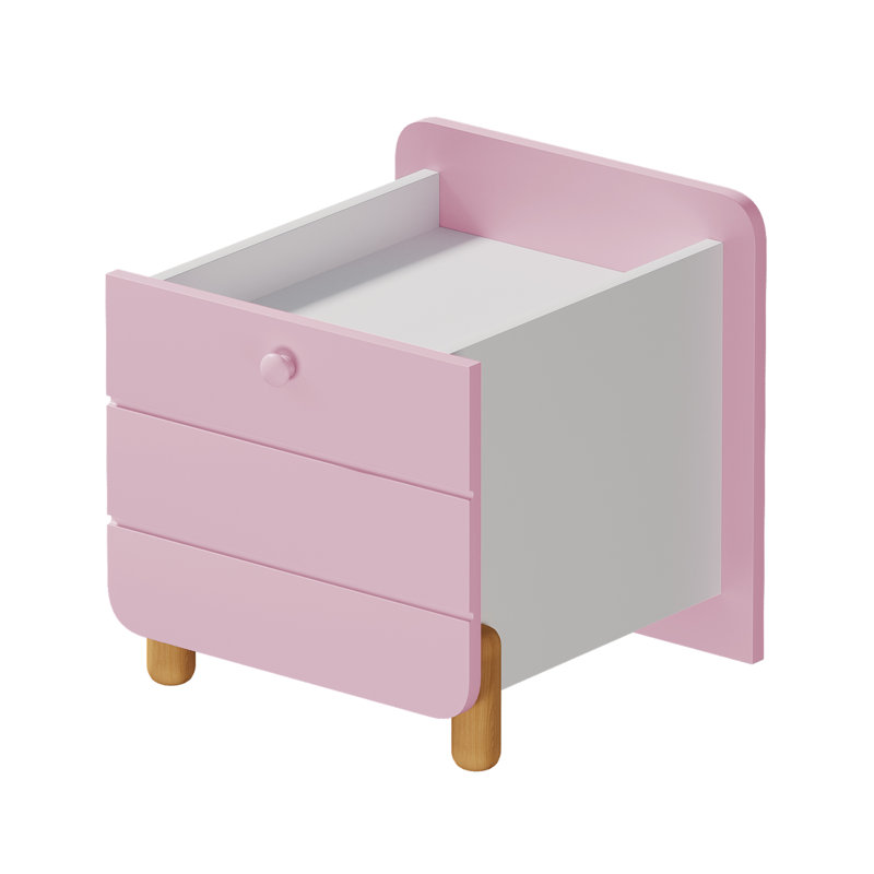 Sonu 33cm W Solid Wood Bedside Table, Antique pink and pink