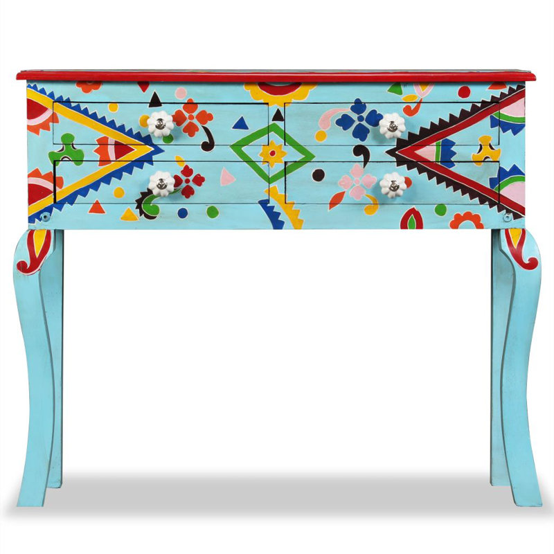 Carmella 90cm Solid Wood Console Table, Blue