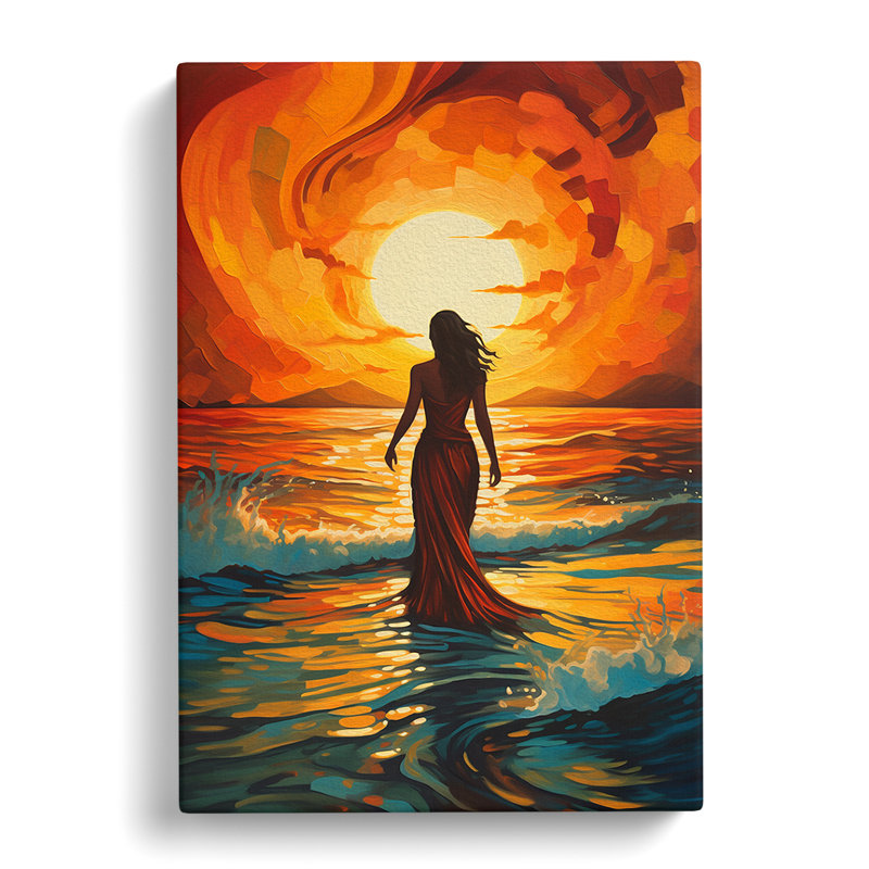 Art Deco Sunset Action - Wrapped Canvas Print, 50cm H x 35cm W x 3cm D