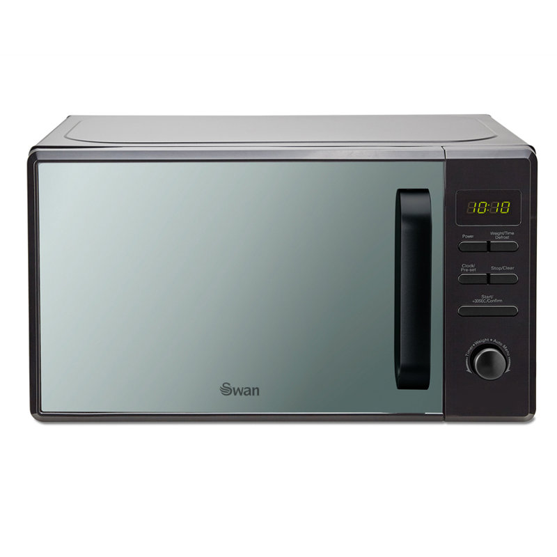 Swan Digital Microwave, 5 Power Levels, 7 Auto Cook Pre-sets, Defrost, LED Display, 20L, 800W, Black