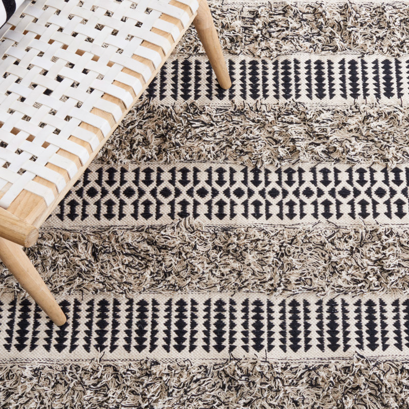 Tapis noir / ivoire Natura 926, Carré 6 pi
