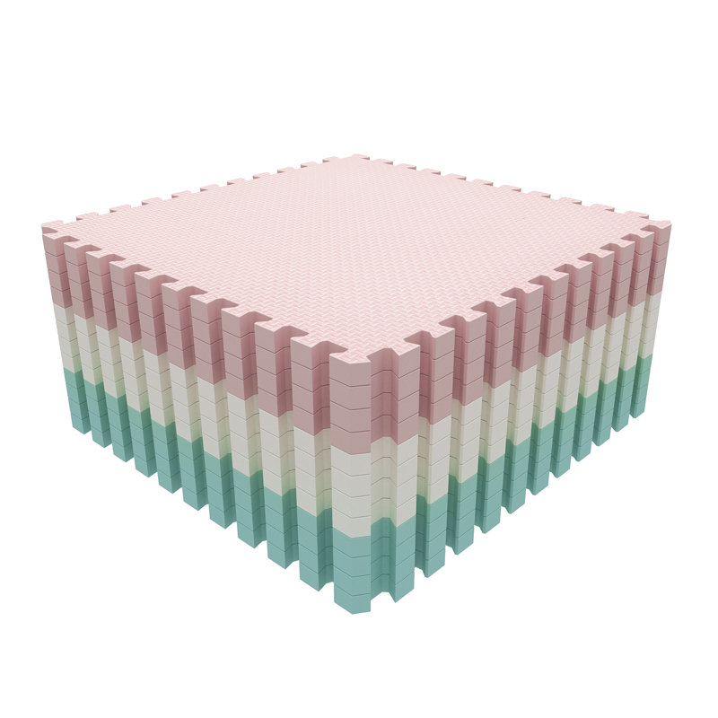 Tapis de jeu en mousse à emboîtement, Bleu/blanc/rose