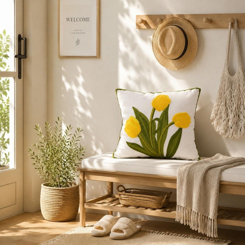 Ensemble de 2 housses de coussin Tulip 17,7 x 17,7, Yellow