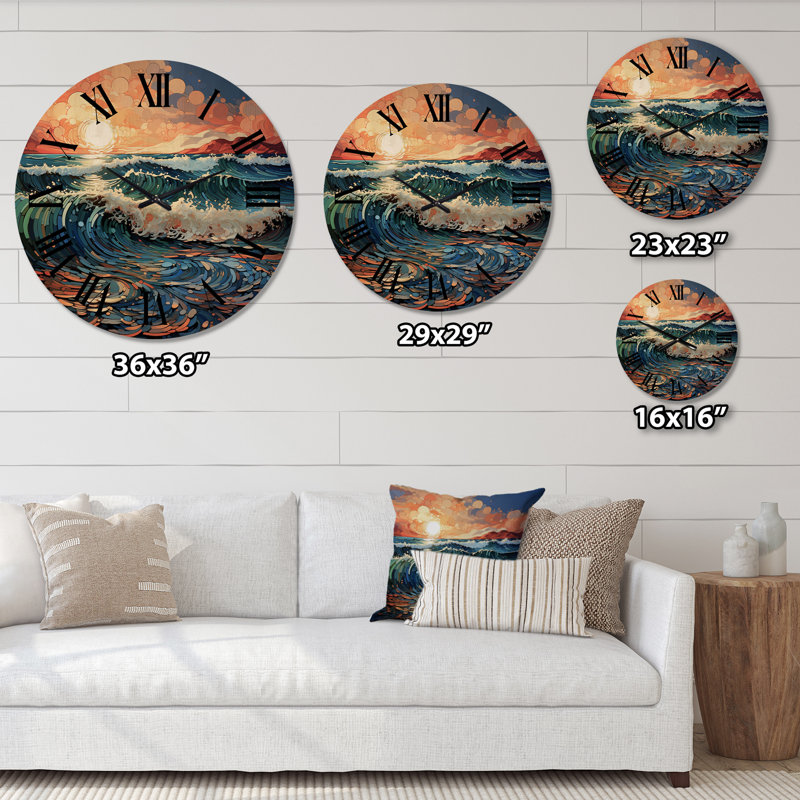 Horloge murale en bois massif Robertsdale, Très grand