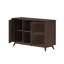 Meuble télé moderne en bois massif Mid-Century, 2 portes avec tablette centrale-739560211