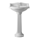 China 27.125" Tall White Vitreous China Oval Pedestal Bathroom Sink with Overflow