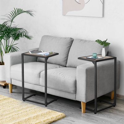 2-Pack Horizontal C-Shaped Side Table Grey