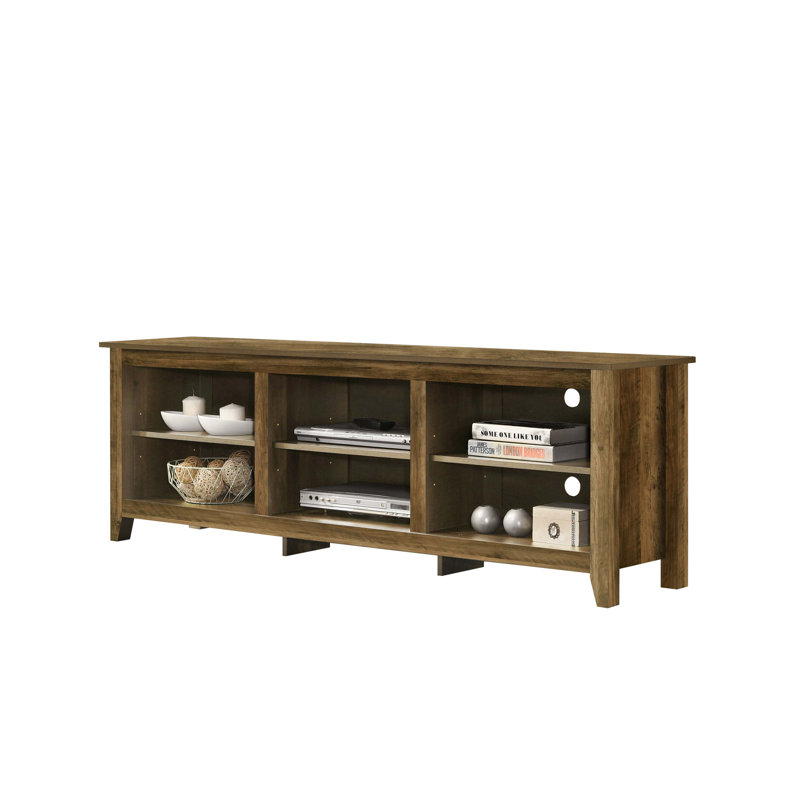 Benito Knotty 70"W TV Stand with Open Shelves and Cable Management, Oak