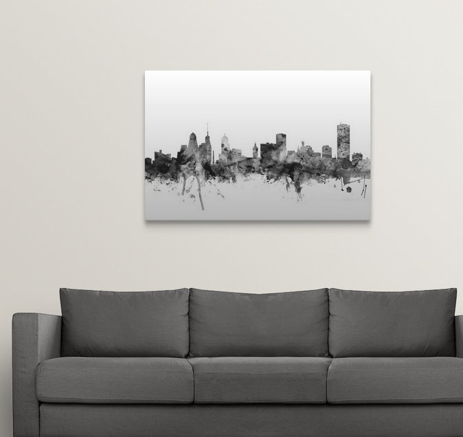 «Buffalo New York Skyline» par Francy, impression, H 40 po x l 60 po x P 1,5 po, Toile
