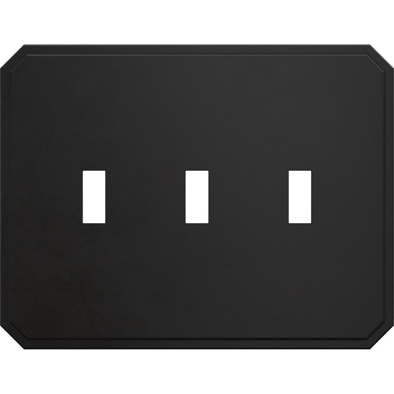 Franklin Brass Stepped Geometric 3-Gang Light Switch/Toggle Wall Plate, Black