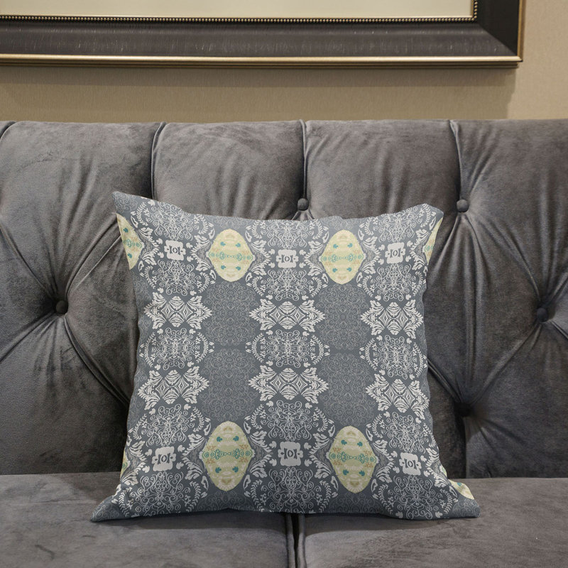 Geometric Outdoor Reversible Throw Pillow, 16" x 16", Gray/White