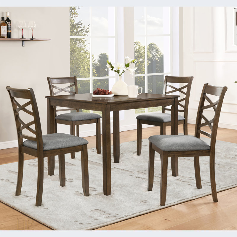 Élégante table de salle à manger en bois 5 pièces avec 4 chaises, moderne et peu encombrante pour la cuisine et la salle à manger
