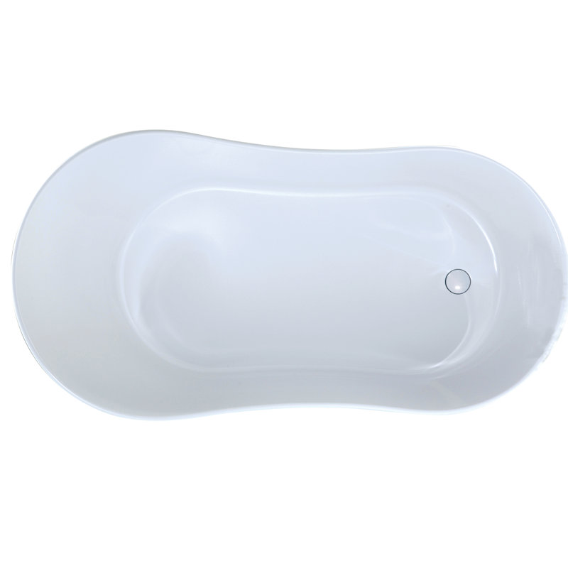 Rodeo 61'' L Freestanding Soaking Bathtub, Matte White, Satin Nickel