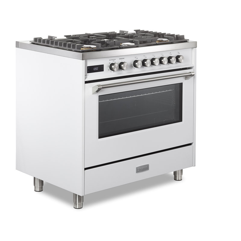 Verona Ultima 36" 5 Burner Single Dual Fuel Range, White