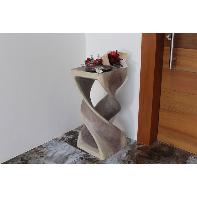 Ahliya Solid Wood Block End Table Set, Grey, 30" H x 14" W x 14" D