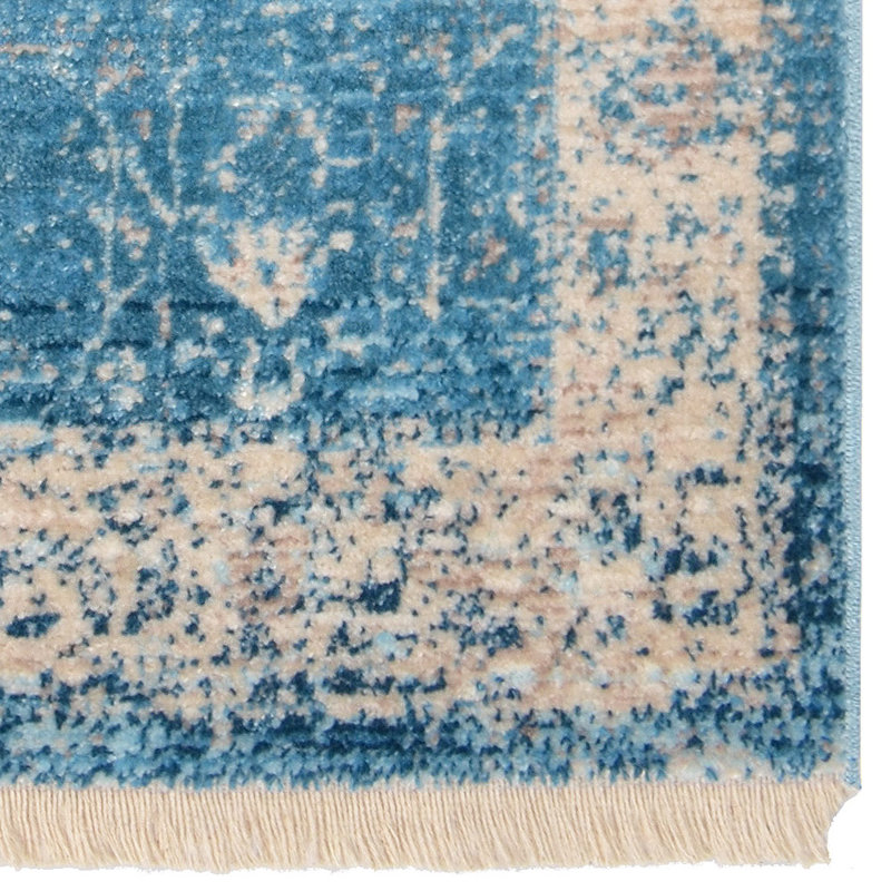 Crayton Machine Made Polyester Area Rugs - Blue Color, Oriental Design, Low Pile Machine Made Area Rugs for Living Room, Bed Room