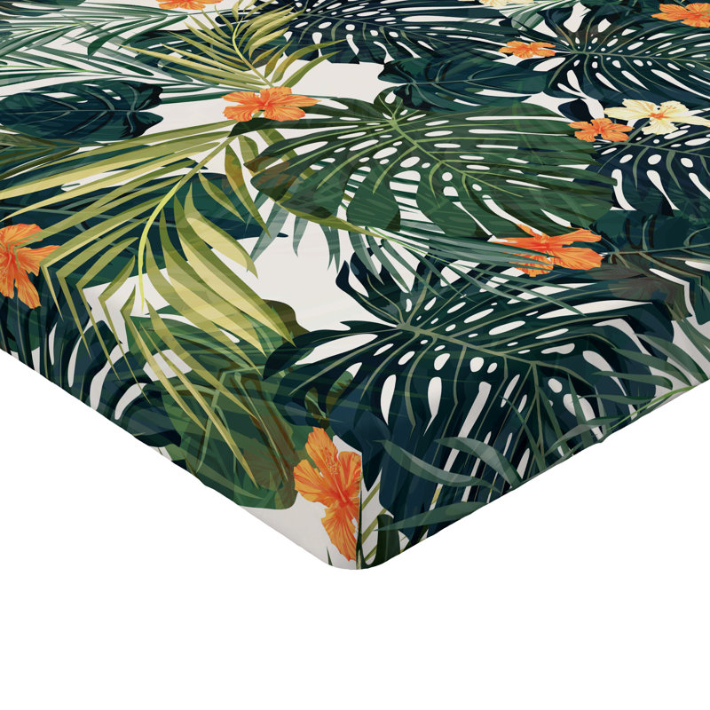 Drap-housse Ambesonne, paquet de 2, Drap-housse de taille simple, Vert jade / vert fougère floral