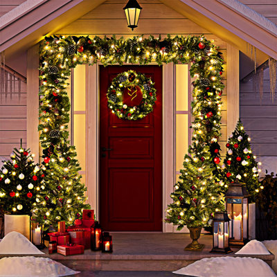 Pre-lit Xmas Tree Artificial Christmas 4-Piece Set