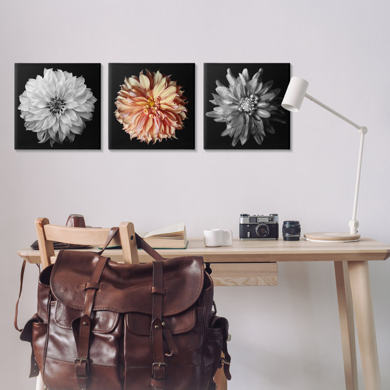 "Dahlia", ensemble de 3 reproductions d'art sur toile par Debra Van Swearingen