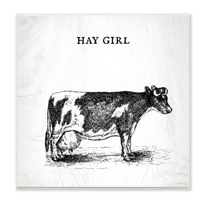 Hay Girl Funny Phrase Farmhouse Dairy Cow Pun - Graphic Art -  Stupell Industries, ak-100_wd_12x12