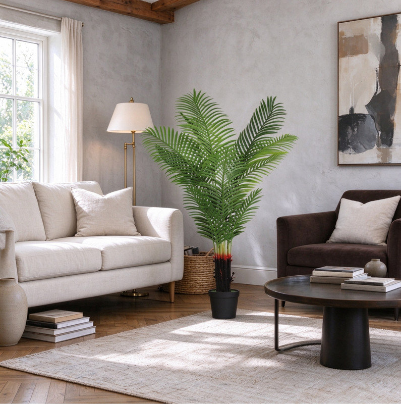Maintenance-Free Artificial Areca Palm, Tropical Fake Plant for Interior Space Styling