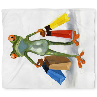 Funny frog with shopping bags - Scenic Red duvet cover | Home decor