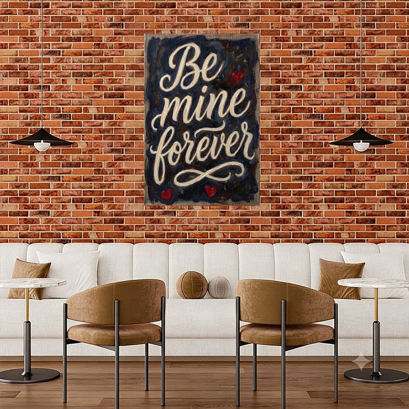 «Be Mine Forever Love Romantic Abstract», reproduction d'art murale contemporaine, H 48 po x l 32 po