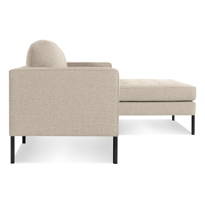 Paramount Chaise Sectional, Black, Sanford Oatmeal Basketweave, Right Hand Facing