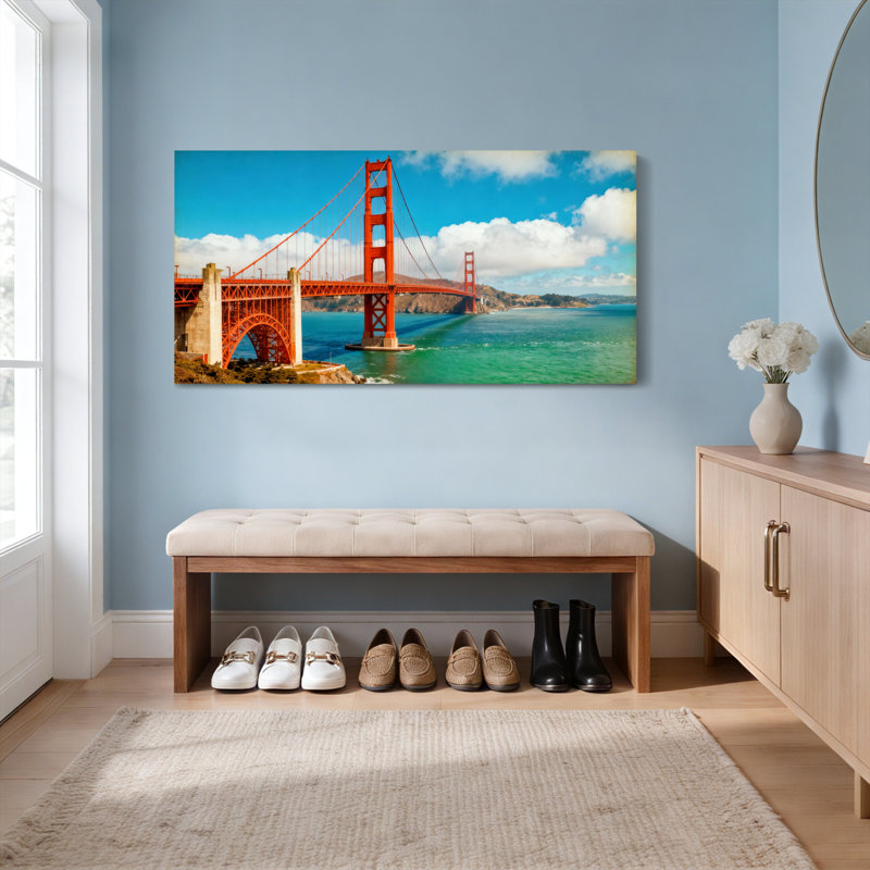 Ensemble de 1 tableau sur toile représentant le pont du Golden Gate, H 12 po x l 36 po