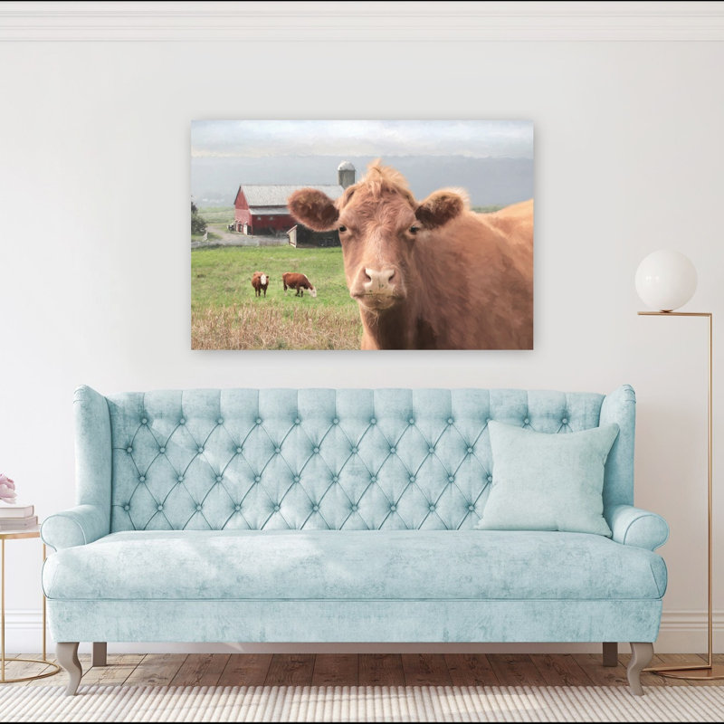 Vache Nosy, paysage abstrait moderne, art mural, 40" H x 60" W